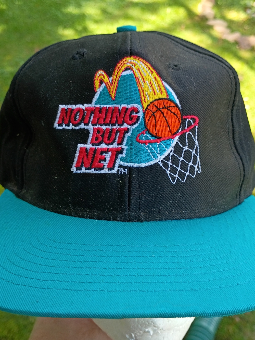 Vintage 1993 McDonalds Nothing But Net Basketball Snapback Hat 90s Aqua Promo